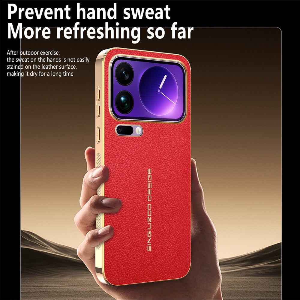 For Xiaomi 17 Pro Case Anti Scratch Litchi Texture TPU Leather PU Phone Back Cover - Red