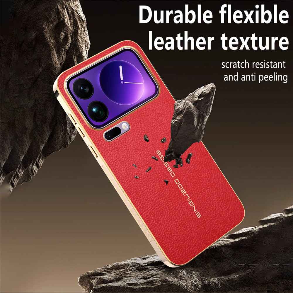 For Xiaomi 17 Pro Case Anti Scratch Litchi Texture TPU Leather PU Phone Back Cover - Red
