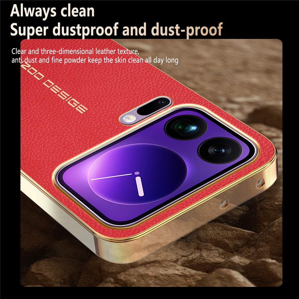 For Xiaomi 17 Pro Max Case Anti Scratch Litchi Texture TPU Leather PU Phone Back Cover - Red