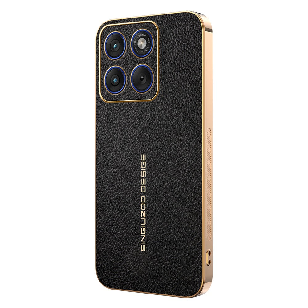 For Motorola Edge 70 5G Case Anti Scratch Litchi Texture TPU Leather PU Phone Back Cover - Black