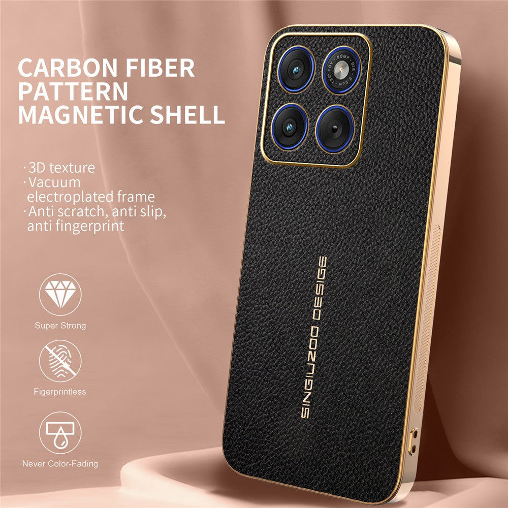 For Motorola Edge 70 5G Case Anti Scratch Litchi Texture TPU Leather PU Phone Back Cover - Black