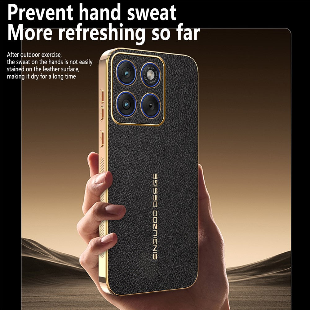 For Motorola Edge 70 5G Case Anti Scratch Litchi Texture TPU Leather PU Phone Back Cover - Black