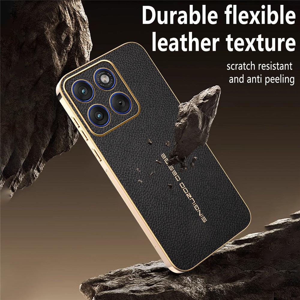 For Motorola Edge 70 5G Case Anti Scratch Litchi Texture TPU Leather PU Phone Back Cover - Black