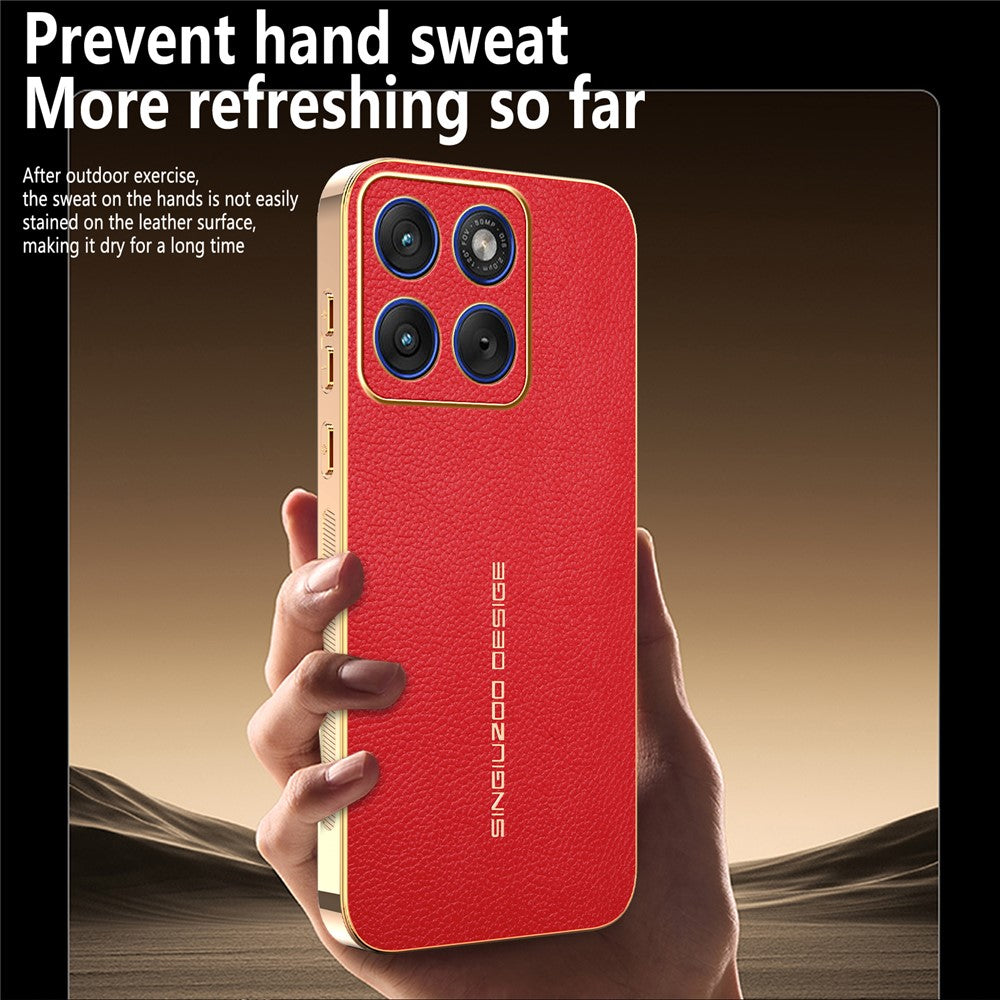 For Motorola Edge 70 5G Case Anti Scratch Litchi Texture TPU Leather PU Phone Back Cover - Red