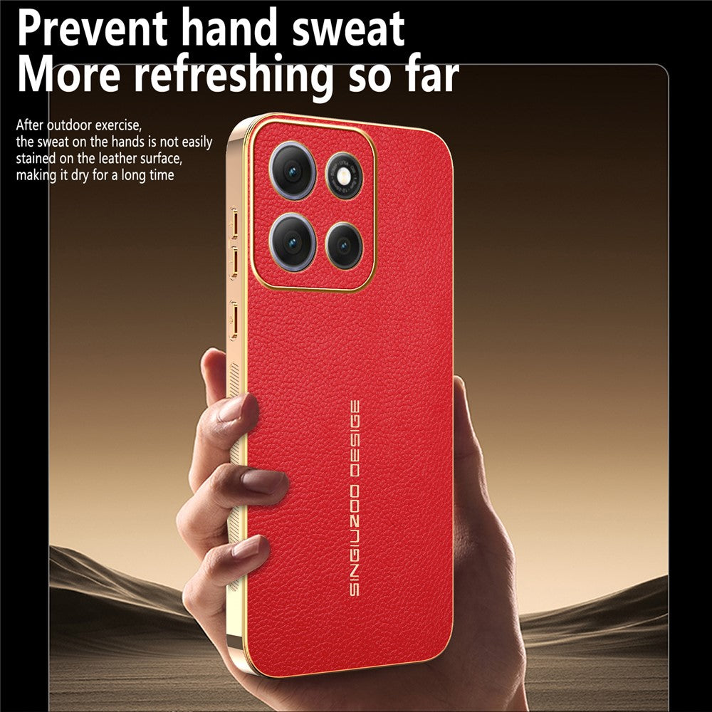 Phone Case For Motorola Moto G100 Pro 5G  /  Moto G86 5G Anti Scratch Litchi Texture TPU Leather PU Phone Back Cover - Red