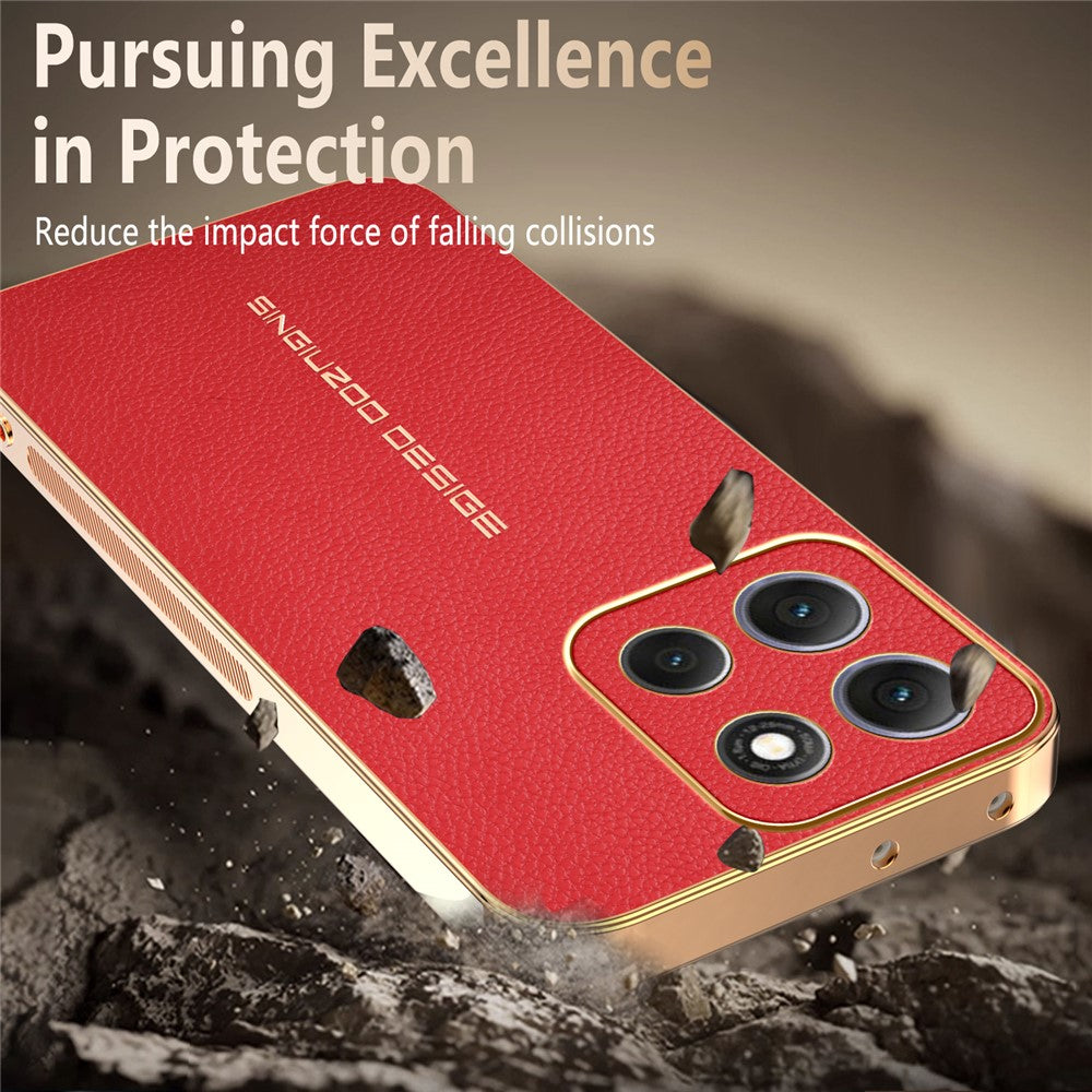 Phone Case For Motorola Moto G100 Pro 5G  /  Moto G86 5G Anti Scratch Litchi Texture TPU Leather PU Phone Back Cover - Red