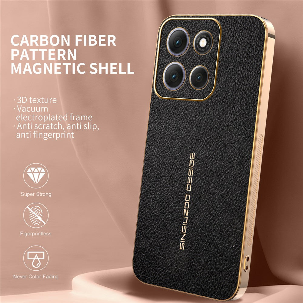 Phone Case For Motorola Moto G100 Pro 5G  /  Moto G86 5G Anti Scratch Litchi Texture TPU Leather PU Phone Back Cover - Black