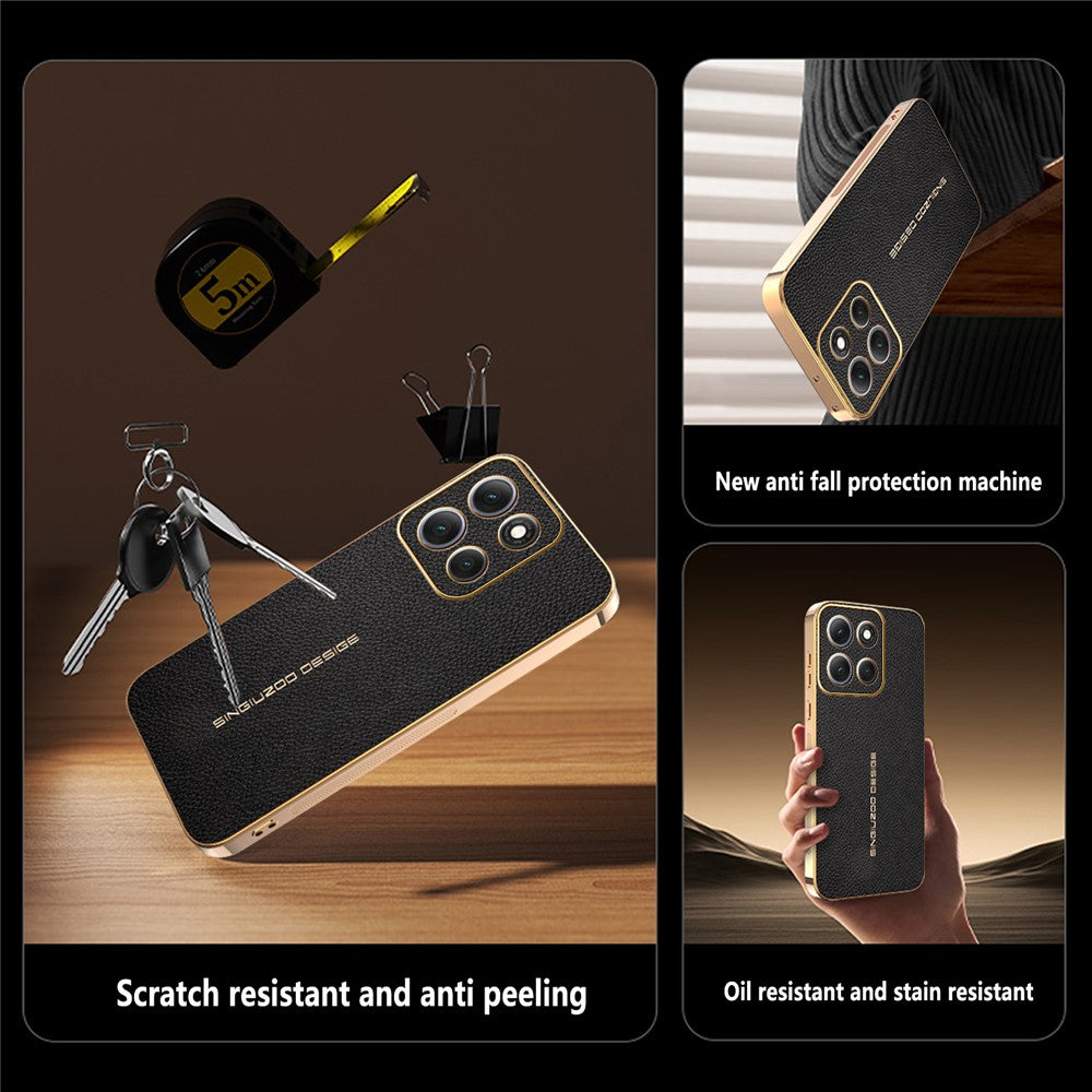 Phone Case For Motorola Moto G100 Pro 5G  /  Moto G86 5G Anti Scratch Litchi Texture TPU Leather PU Phone Back Cover - Black