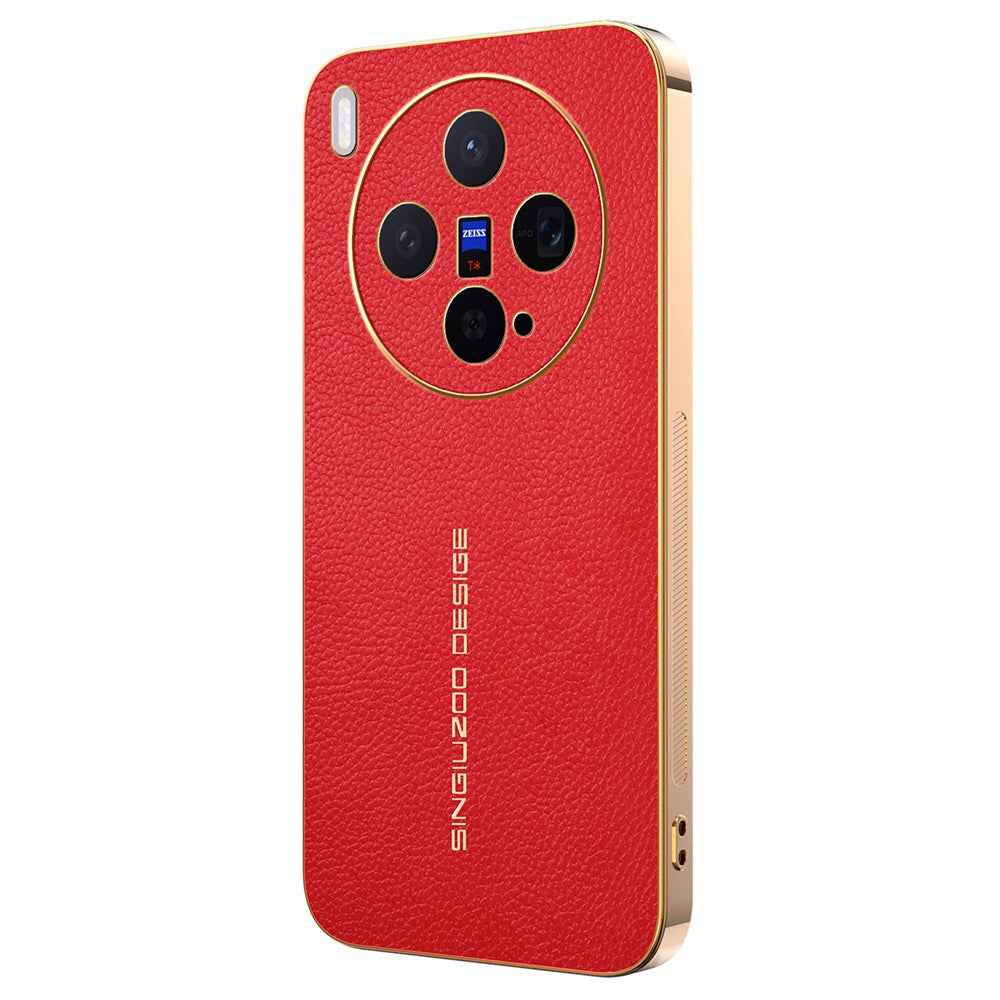 For vivo X300 5G Case Anti Scratch Litchi Texture TPU Leather PU Phone Back Cover - Red