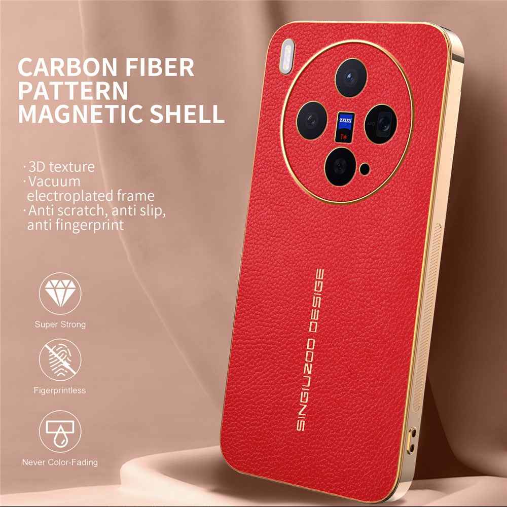 For vivo X300 5G Case Anti Scratch Litchi Texture TPU Leather PU Phone Back Cover - Red