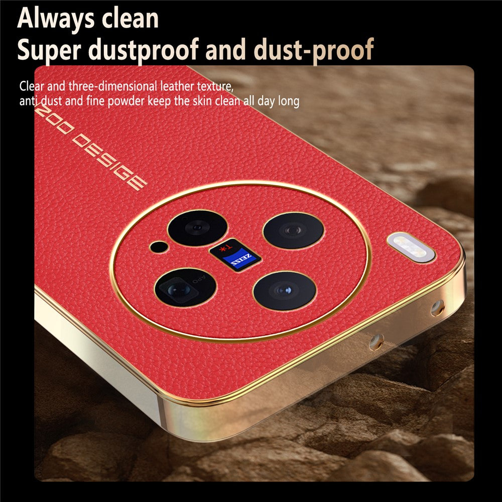 For vivo X300 5G Case Anti Scratch Litchi Texture TPU Leather PU Phone Back Cover - Red
