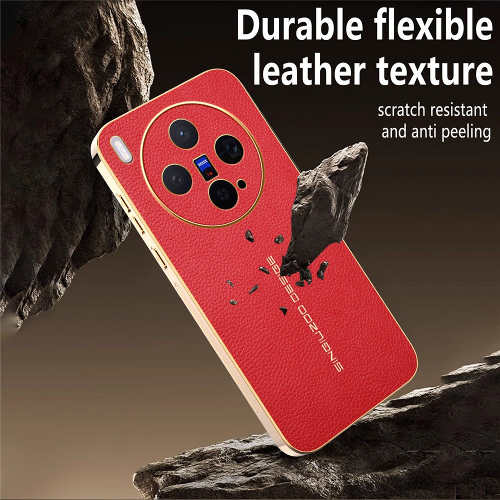 For vivo X300 5G Case Anti Scratch Litchi Texture TPU Leather PU Phone Back Cover - Red