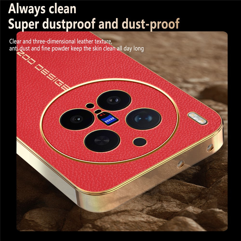 For vivo X300 Pro 5G Case Anti Scratch Litchi Texture TPU Leather PU Phone Back Cover - Red