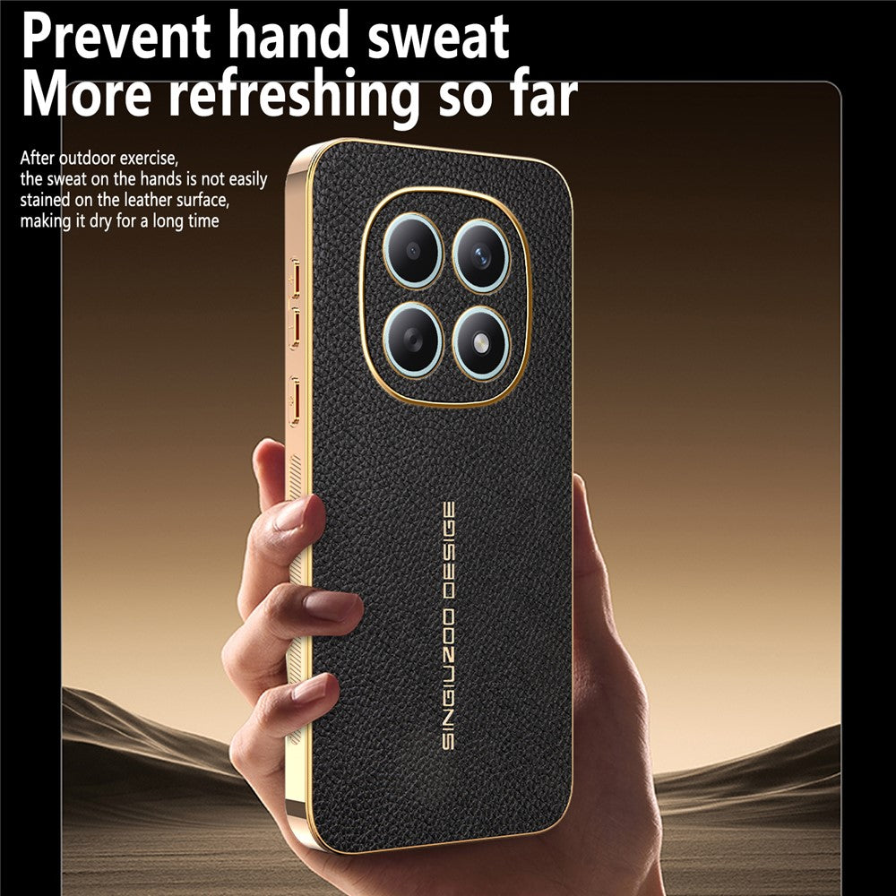 Phone Case For Xiaomi Poco M8 5G / Redmi Note 15 5G (Global) / 15 4G (Global) Anti Scratch Litchi Texture TPU Leather PU Phone Back Cover - Black