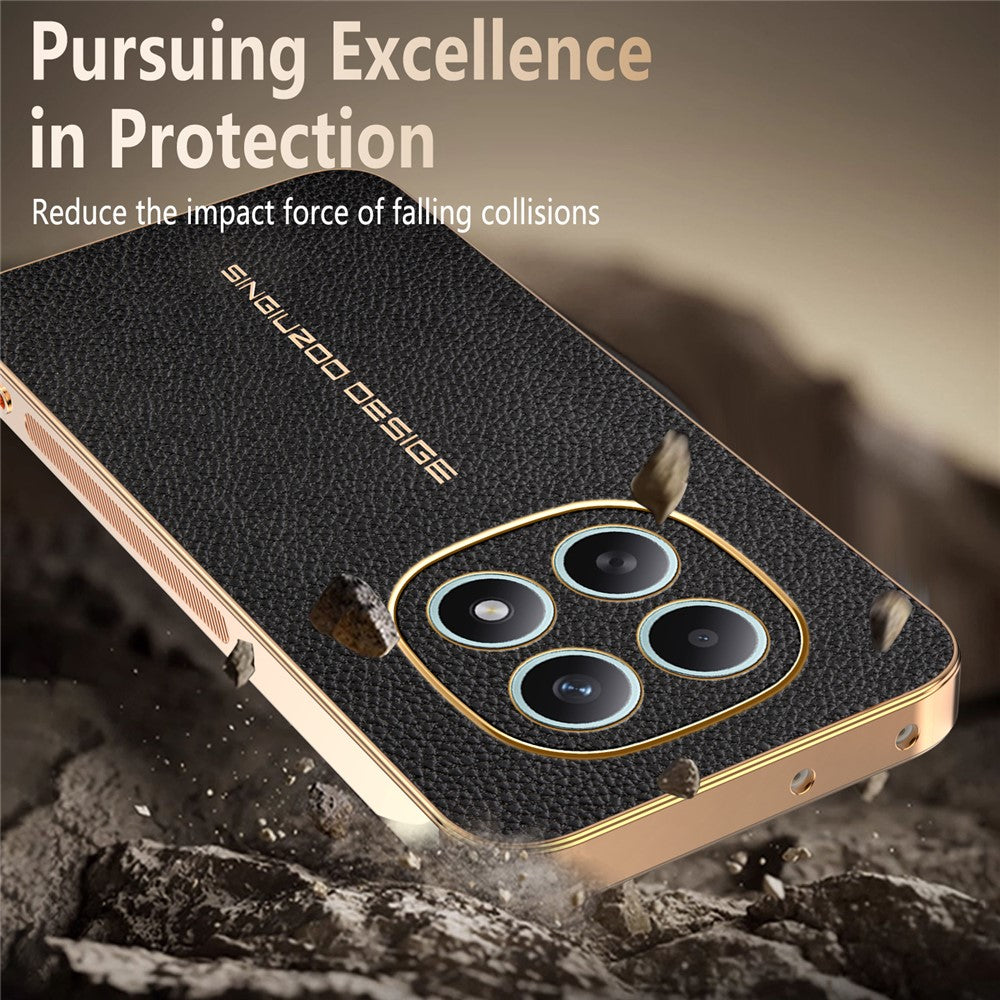 Phone Case For Xiaomi Poco M8 5G / Redmi Note 15 5G (Global) / 15 4G (Global) Anti Scratch Litchi Texture TPU Leather PU Phone Back Cover - Black