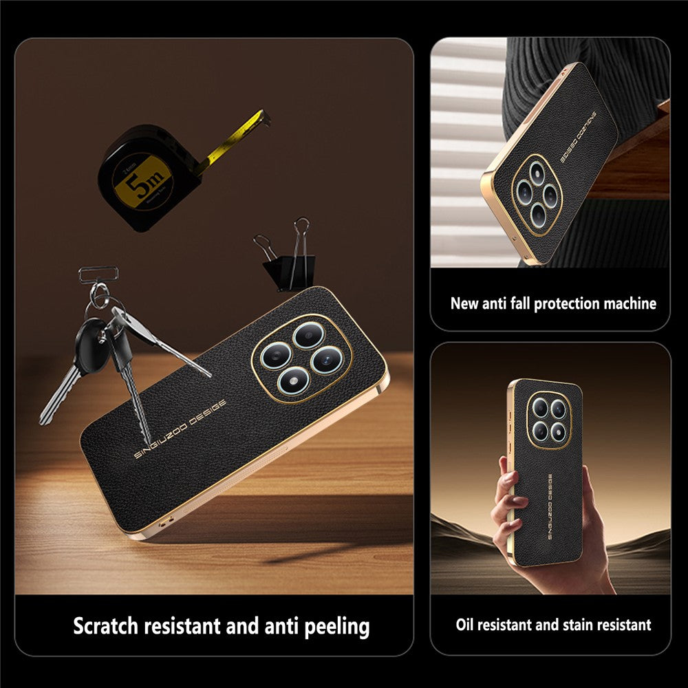 Phone Case For Xiaomi Poco M8 5G / Redmi Note 15 5G (Global) / 15 4G (Global) Anti Scratch Litchi Texture TPU Leather PU Phone Back Cover - Black