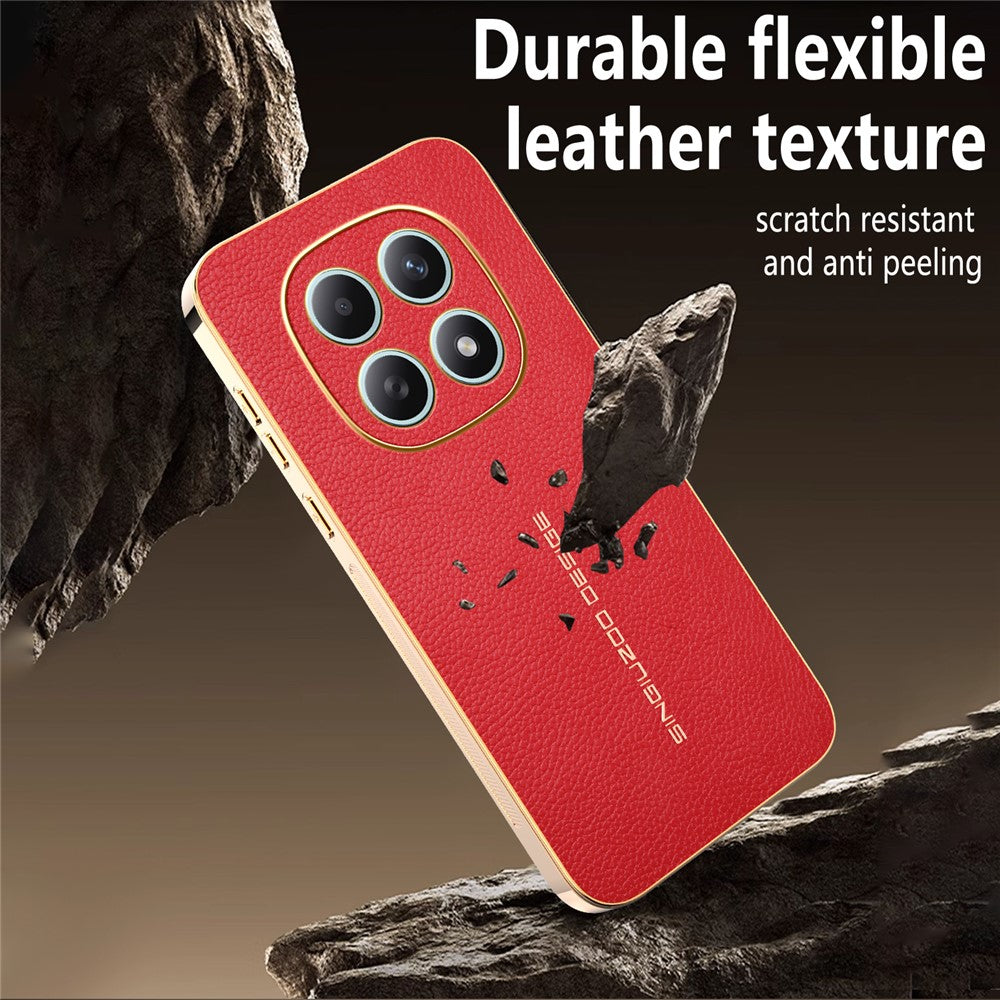 Phone Case For Xiaomi Poco M8 5G / Redmi Note 15 5G (Global) / 15 4G (Global) Anti Scratch Litchi Texture TPU Leather PU Phone Back Cover - Red