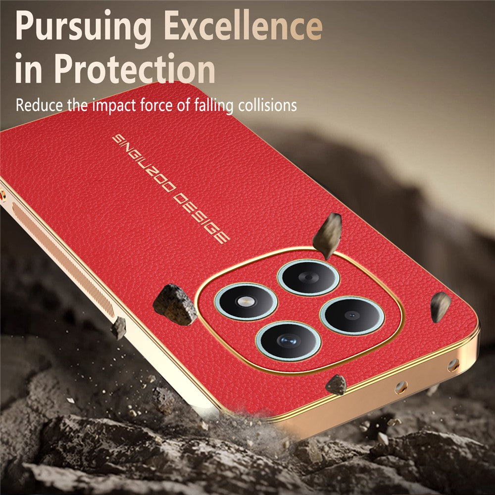 Phone Case For Xiaomi Poco M8 5G / Redmi Note 15 5G (Global) / 15 4G (Global) Anti Scratch Litchi Texture TPU Leather PU Phone Back Cover - Red