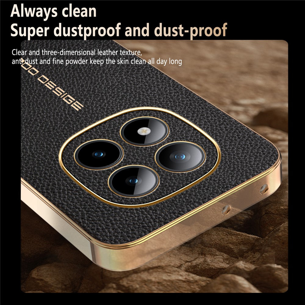 Phone Case For Xiaomi Poco M8 Pro 5G / Redmi Note 15 Pro+ 5G (Global) Anti Scratch Litchi Texture TPU Leather PU Phone Back Cover - Black