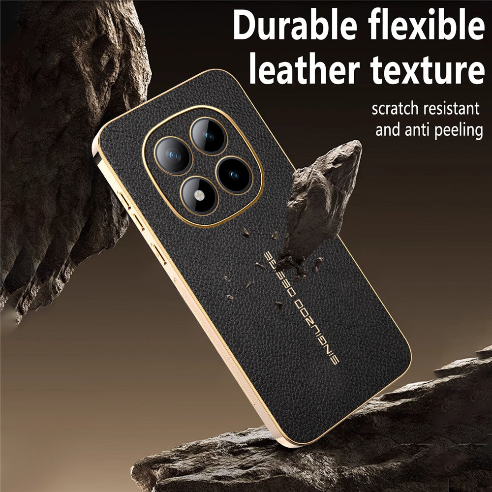 Phone Case For Xiaomi Poco M8 Pro 5G / Redmi Note 15 Pro+ 5G (Global) Anti Scratch Litchi Texture TPU Leather PU Phone Back Cover - Black