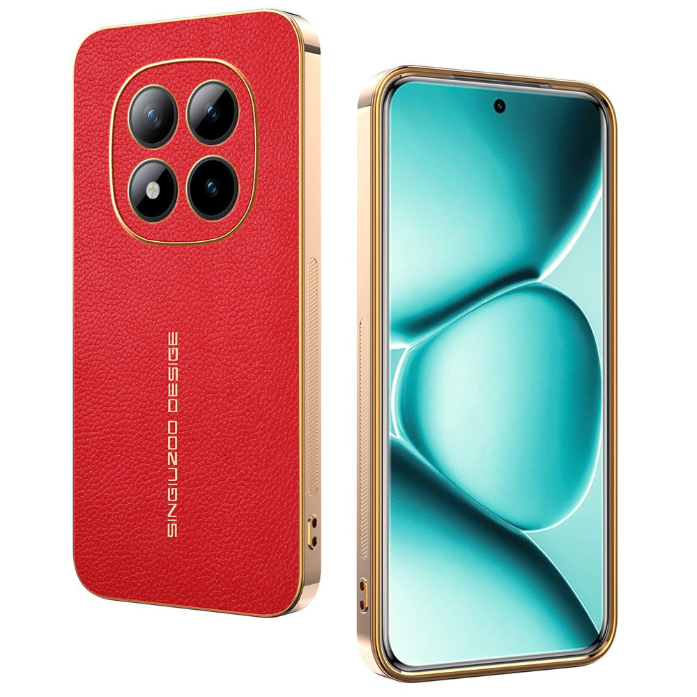 Phone Case For Xiaomi Poco M8 Pro 5G / Redmi Note 15 Pro+ 5G (Global) Anti Scratch Litchi Texture TPU Leather PU Phone Back Cover - Red