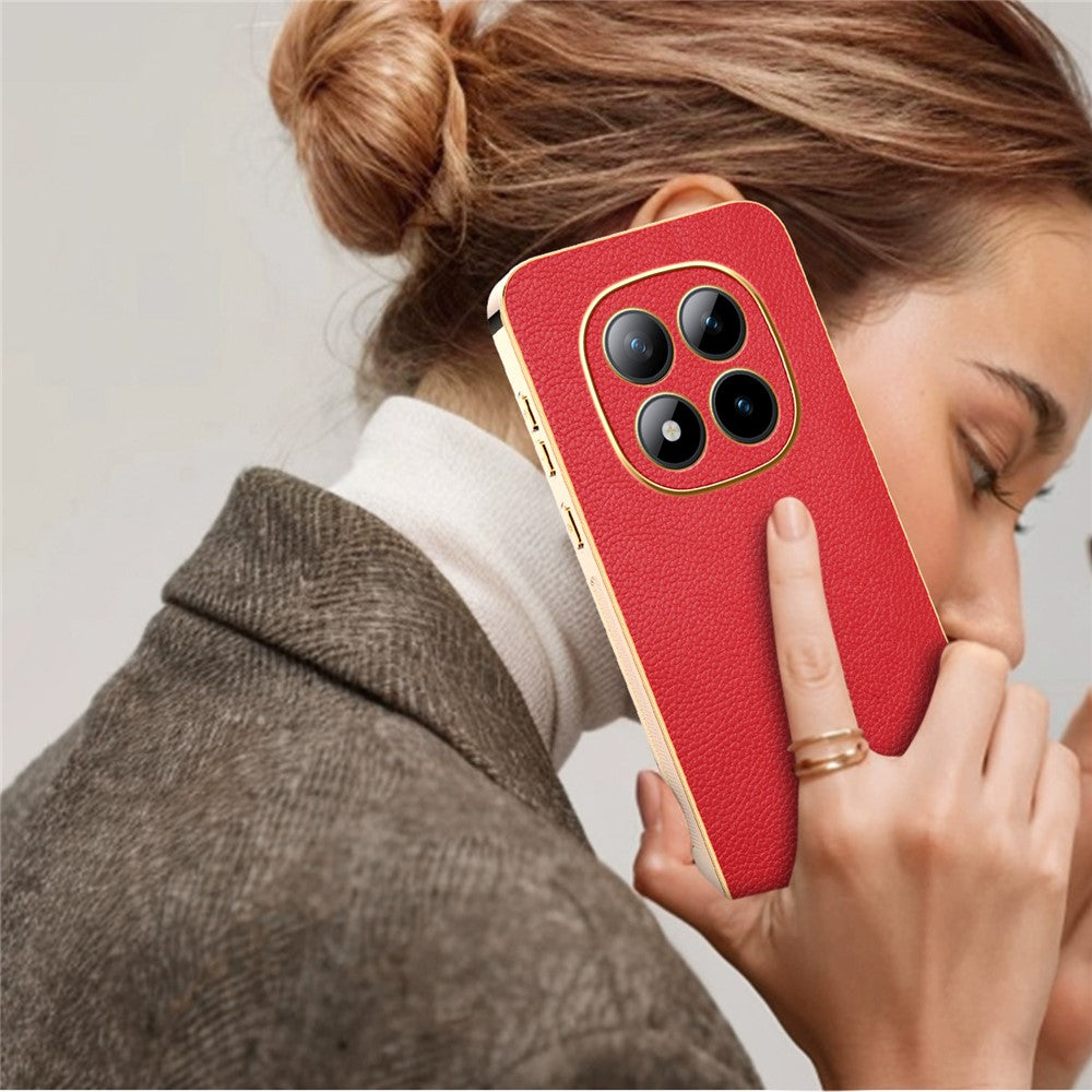 Phone Case For Xiaomi Poco M8 Pro 5G / Redmi Note 15 Pro+ 5G (Global) Anti Scratch Litchi Texture TPU Leather PU Phone Back Cover - Red