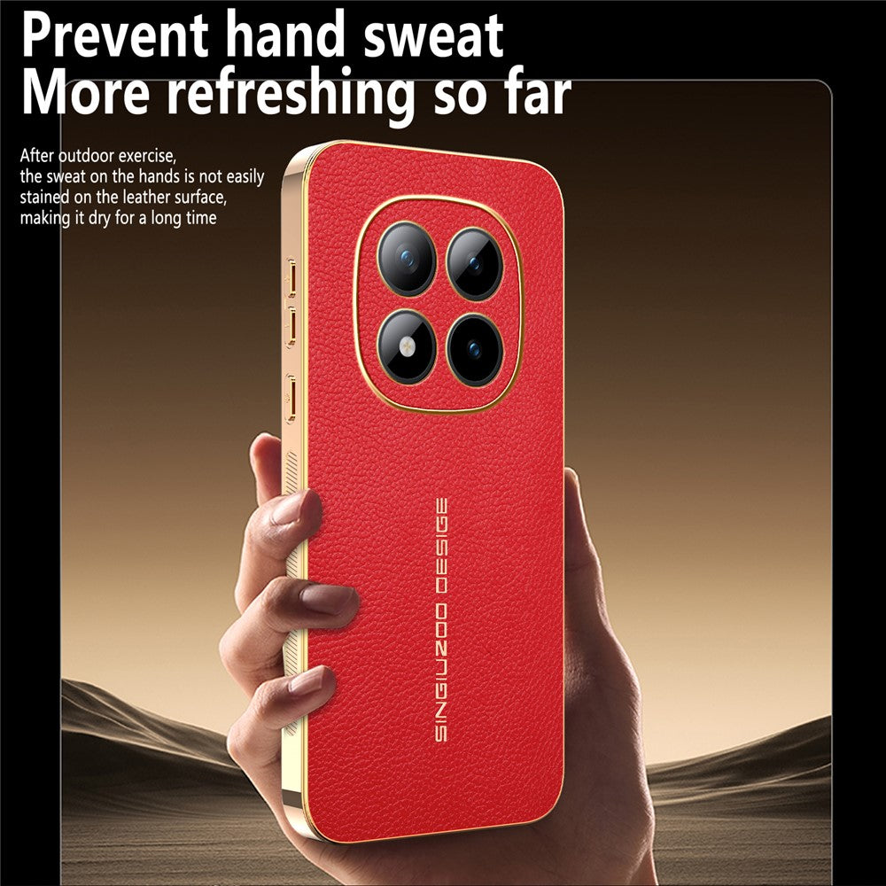 Phone Case For Xiaomi Poco M8 Pro 5G / Redmi Note 15 Pro+ 5G (Global) Anti Scratch Litchi Texture TPU Leather PU Phone Back Cover - Red