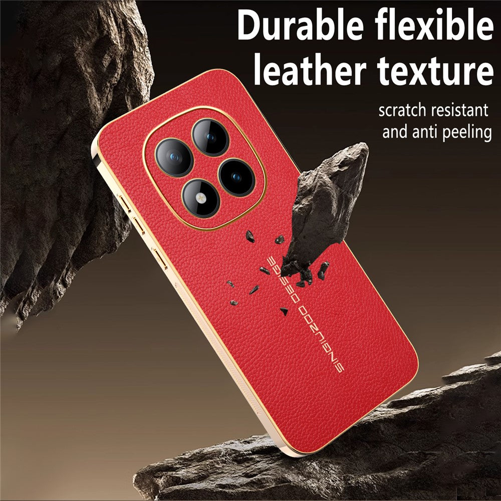 Phone Case For Xiaomi Poco M8 Pro 5G / Redmi Note 15 Pro+ 5G (Global) Anti Scratch Litchi Texture TPU Leather PU Phone Back Cover - Red