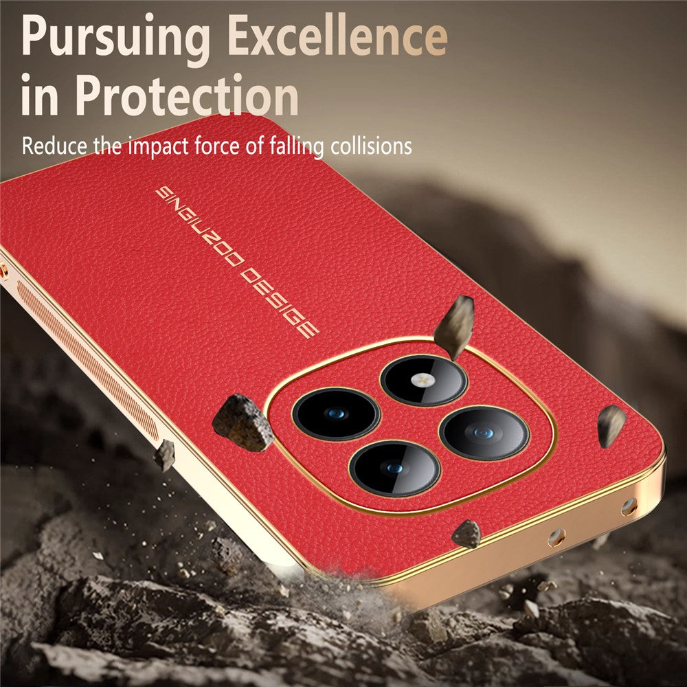 Phone Case For Xiaomi Poco M8 Pro 5G / Redmi Note 15 Pro+ 5G (Global) Anti Scratch Litchi Texture TPU Leather PU Phone Back Cover - Red