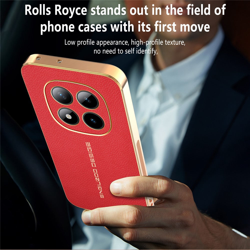 Phone Case For Xiaomi Poco M8 Pro 5G / Redmi Note 15 Pro+ 5G (Global) Anti Scratch Litchi Texture TPU Leather PU Phone Back Cover - Red