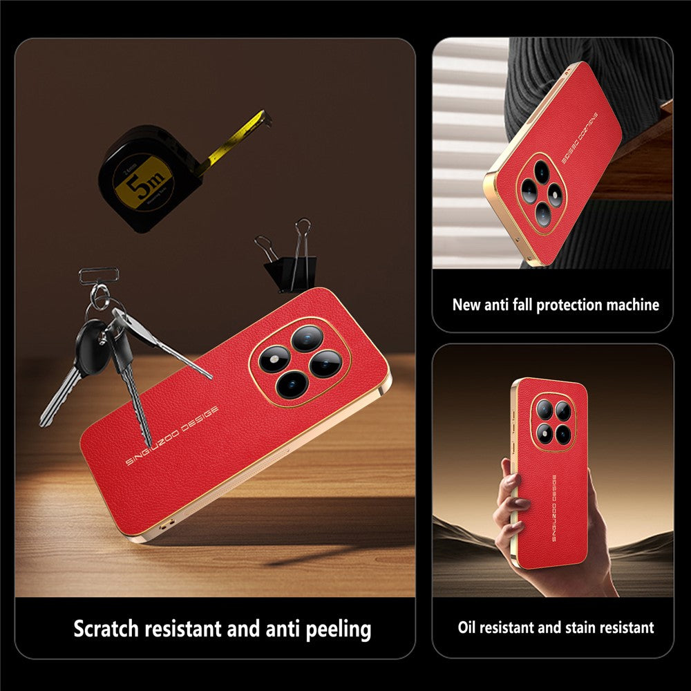 Phone Case For Xiaomi Poco M8 Pro 5G / Redmi Note 15 Pro+ 5G (Global) Anti Scratch Litchi Texture TPU Leather PU Phone Back Cover - Red