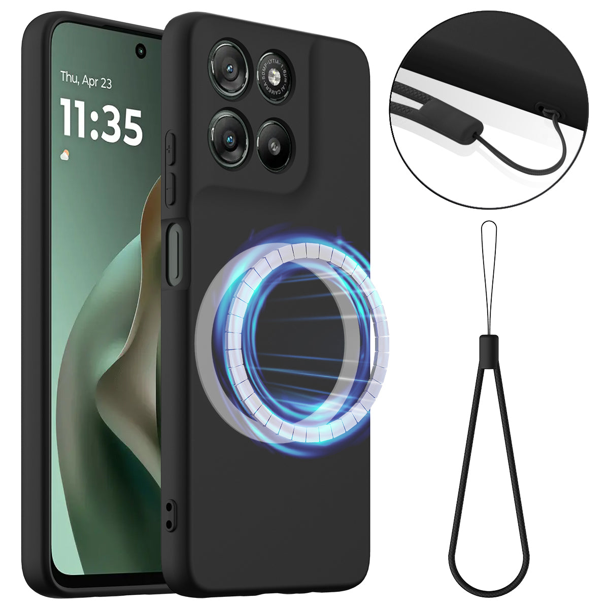 For Motorola Moto G57 5G / Motorola Moto G57 Power 5G / Motorola Moto G100 5G (2025) / Motorola Moto G100s 5G / Motorola Moto G67 Power 5G Magnetic Case Anti-Drop Liquid Silicone Phone Cover - Black