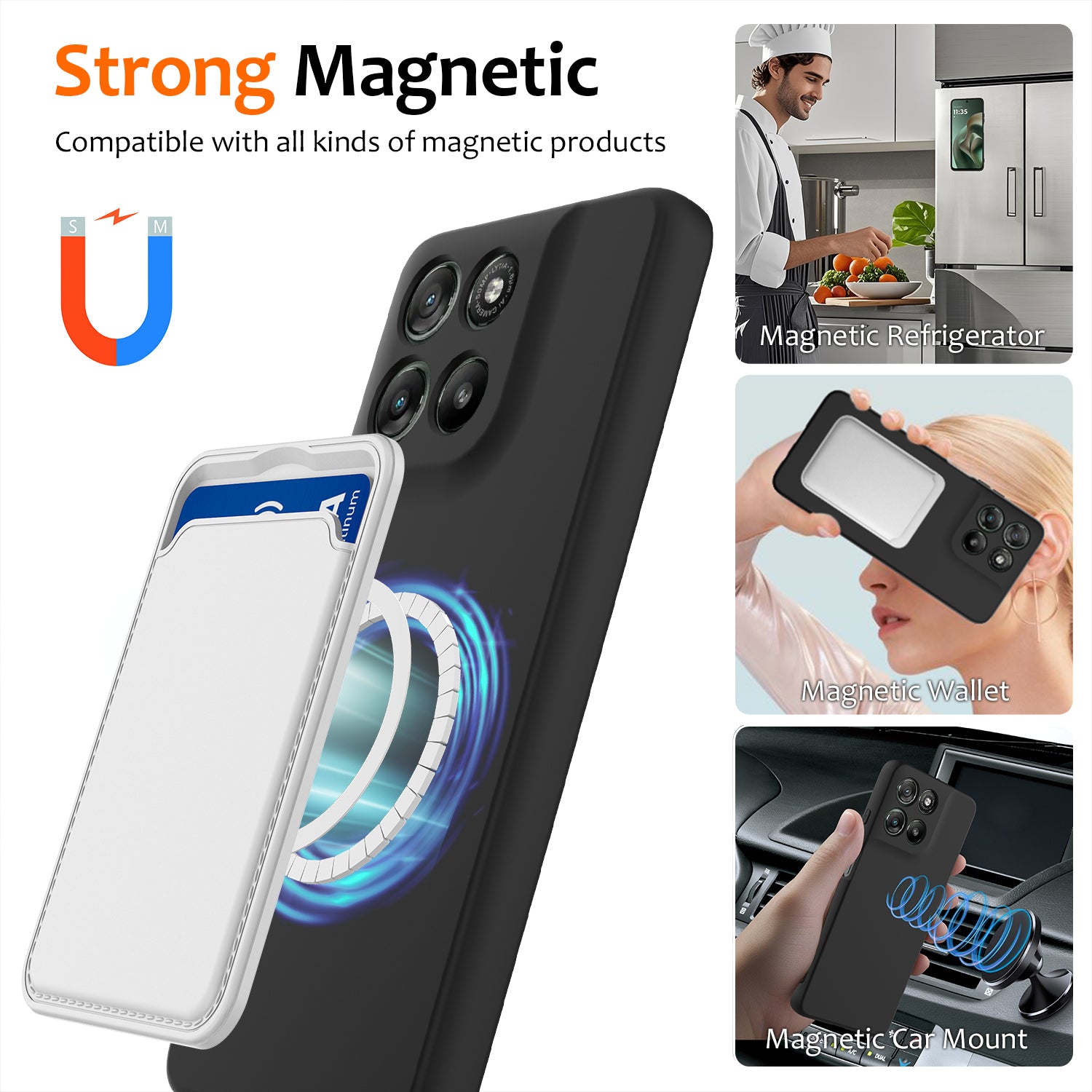 For Motorola Moto G57 5G / Motorola Moto G57 Power 5G / Motorola Moto G100 5G (2025) / Motorola Moto G100s 5G / Motorola Moto G67 Power 5G Magnetic Case Anti-Drop Liquid Silicone Phone Cover - Black