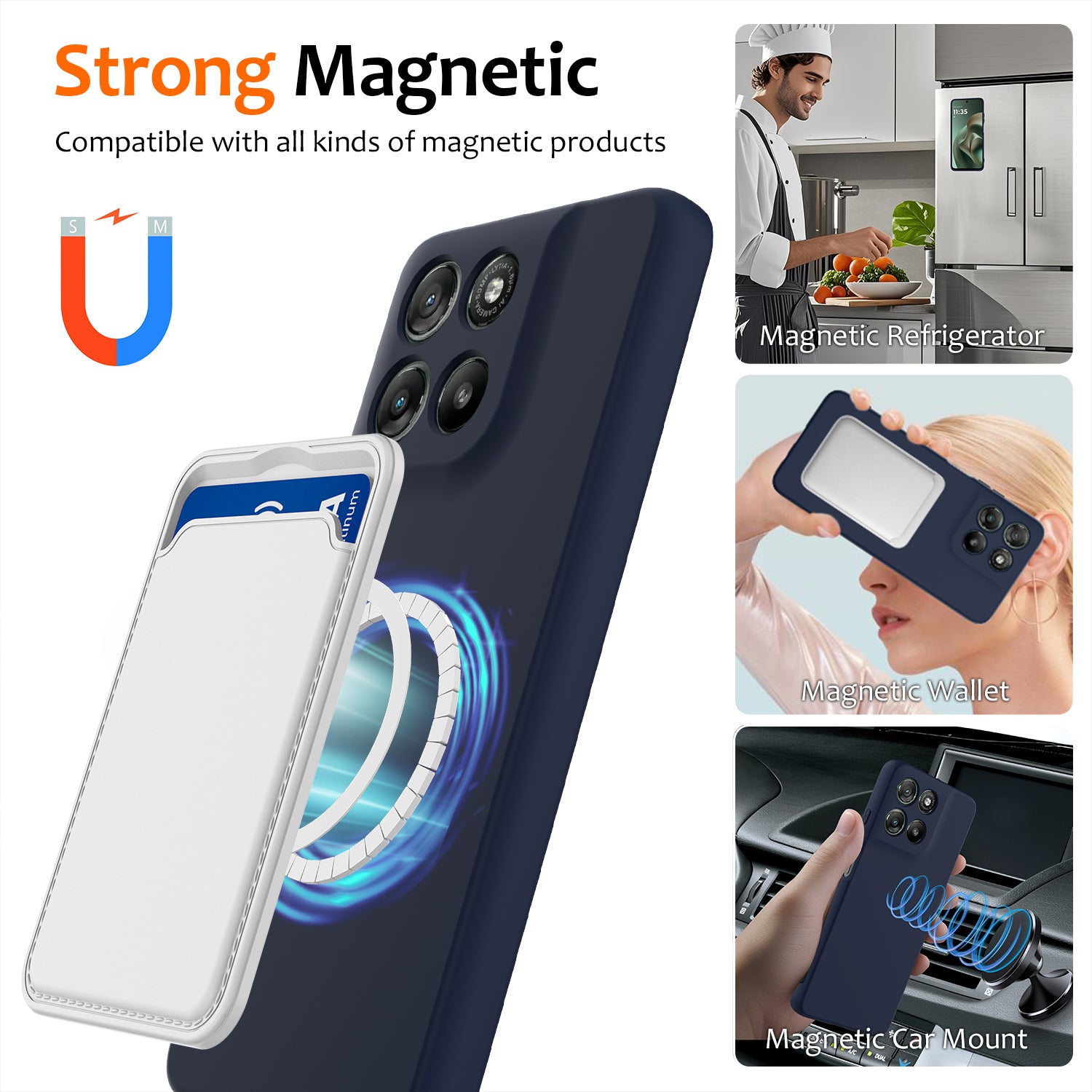For Motorola Moto G57 5G / Motorola Moto G57 Power 5G / Motorola Moto G100 5G (2025) / Motorola Moto G100s 5G / Motorola Moto G67 Power 5G Magnetic Case Anti-Drop Liquid Silicone Phone Cover - Dark Blue