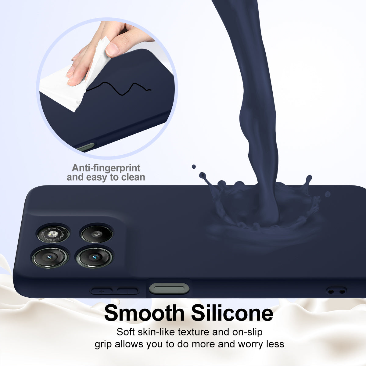 For Motorola Moto G57 5G / Motorola Moto G57 Power 5G / Motorola Moto G100 5G (2025) / Motorola Moto G100s 5G / Motorola Moto G67 Power 5G Magnetic Case Anti-Drop Liquid Silicone Phone Cover - Dark Blue