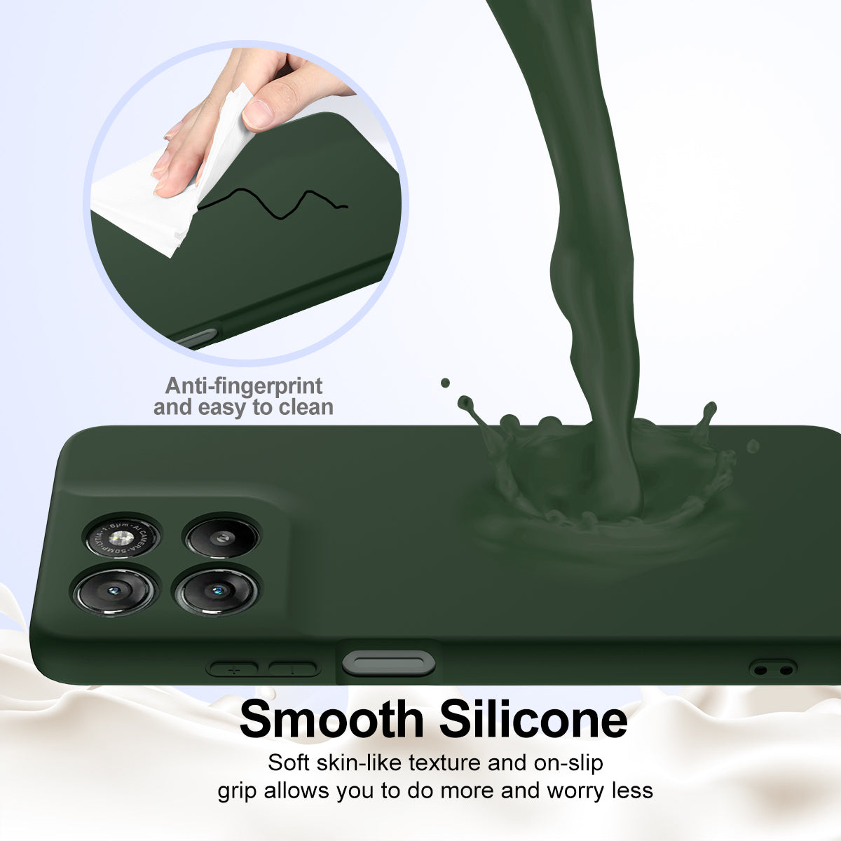 For Motorola Moto G57 5G / Motorola Moto G57 Power 5G / Motorola Moto G100 5G (2025) / Motorola Moto G100s 5G / Motorola Moto G67 Power 5G Magnetic Case Anti-Drop Liquid Silicone Phone Cover - Dark Green