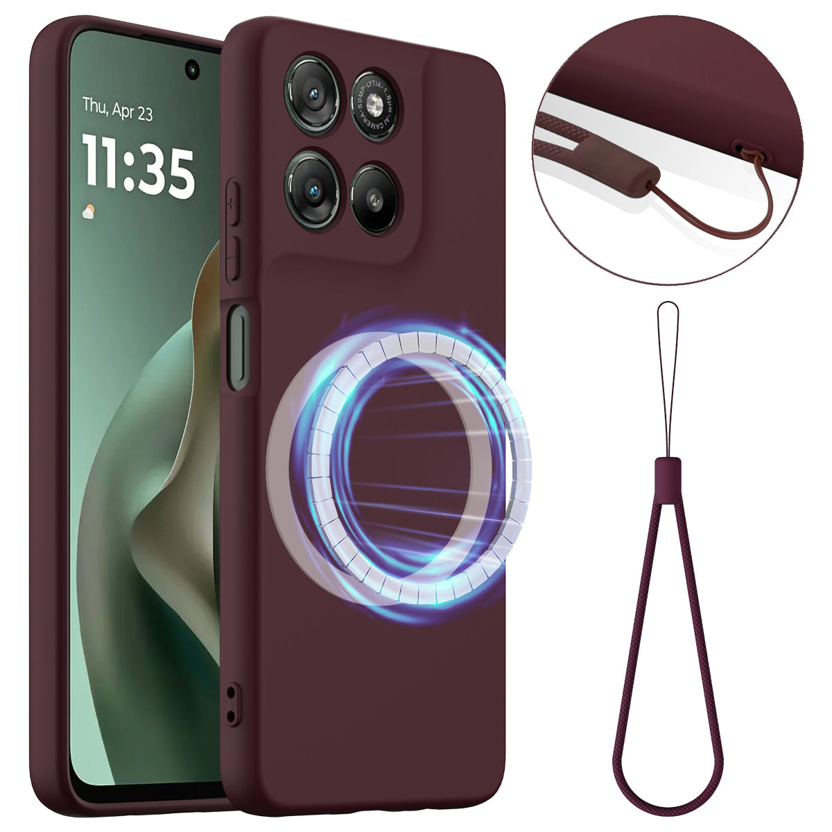 For Motorola Moto G57 5G / Motorola Moto G57 Power 5G / Motorola Moto G100 5G (2025) / Motorola Moto G100s 5G / Motorola Moto G67 Power 5G Magnetic Case Anti-Drop Liquid Silicone Phone Cover - Wine Red