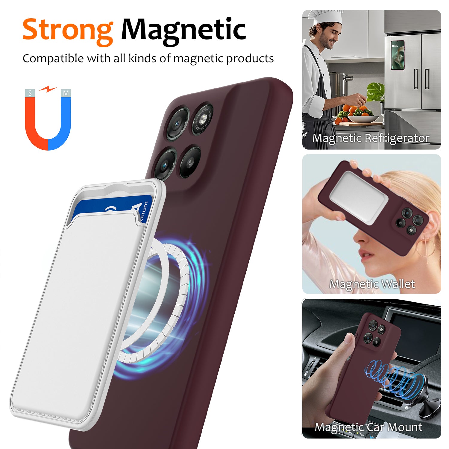 For Motorola Moto G57 5G / Motorola Moto G57 Power 5G / Motorola Moto G100 5G (2025) / Motorola Moto G100s 5G / Motorola Moto G67 Power 5G Magnetic Case Anti-Drop Liquid Silicone Phone Cover - Wine Red