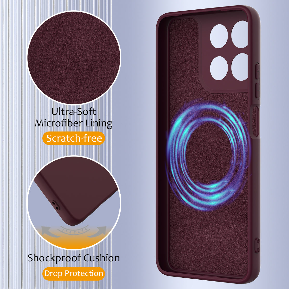 For Motorola Moto G57 5G / Motorola Moto G57 Power 5G / Motorola Moto G100 5G (2025) / Motorola Moto G100s 5G / Motorola Moto G67 Power 5G Magnetic Case Anti-Drop Liquid Silicone Phone Cover - Wine Red