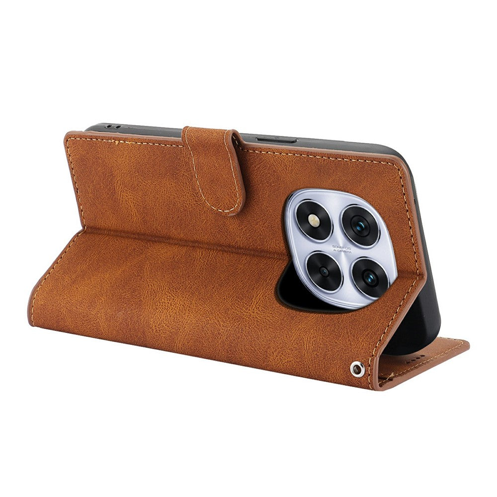 For Xiaomi Redmi Note 15 Pro 4G (Global) Case PU Leather Phone Cover with Wallet Stand - Brown