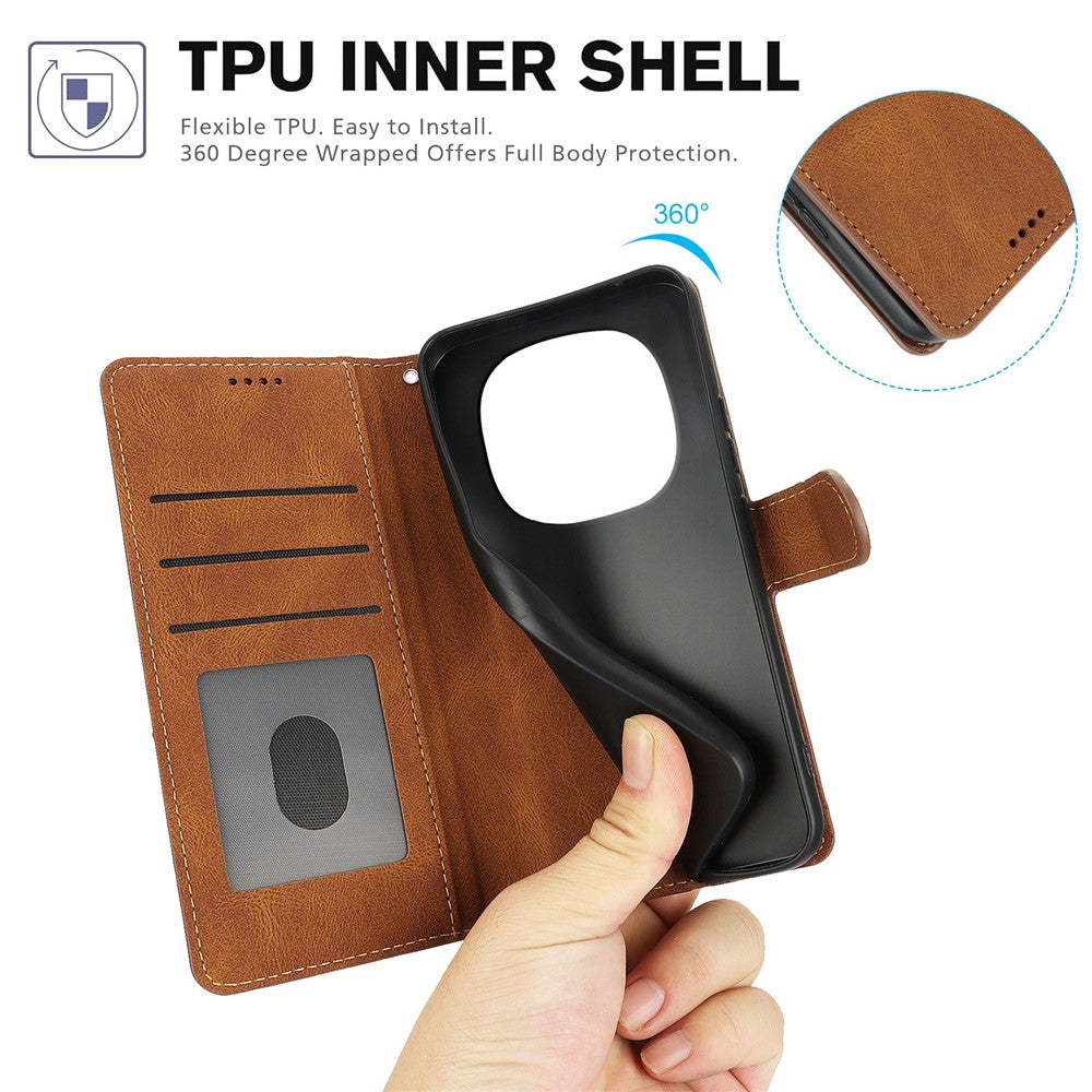 For Xiaomi Redmi Note 15 Pro 4G (Global) Case PU Leather Phone Cover with Wallet Stand - Brown