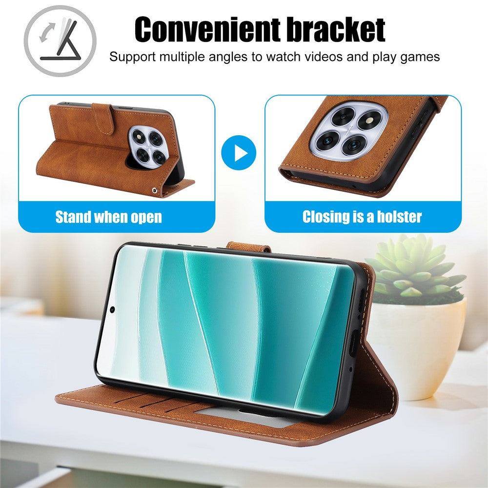 For Xiaomi Redmi Note 15 Pro 4G (Global) Case PU Leather Phone Cover with Wallet Stand - Brown
