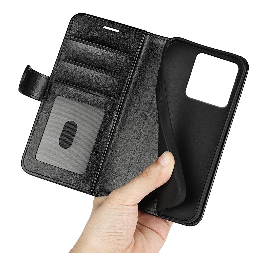 For Motorola Edge 70 5G Case Crazy Horse Texture Stand Leather Phone Cover - Black
