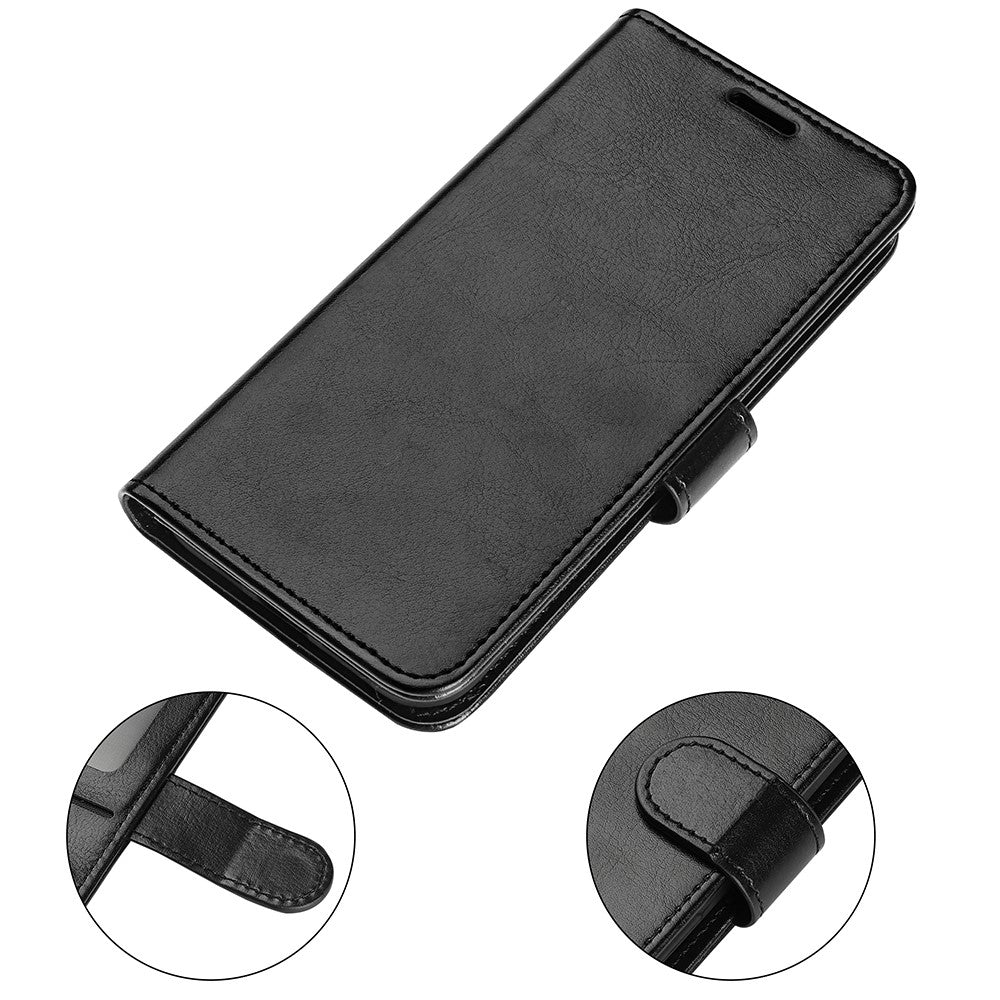 For Motorola Edge 70 5G Case Crazy Horse Texture Stand Leather Phone Cover - Black