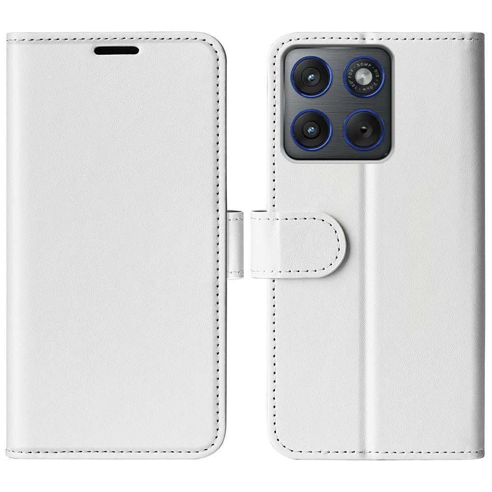 For Motorola Edge 70 5G Case Crazy Horse Texture Stand Leather Phone Cover - White