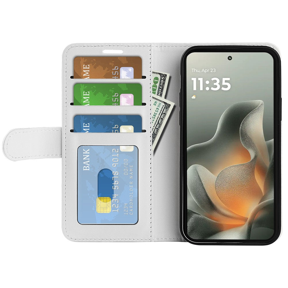 For Motorola Edge 70 5G Case Crazy Horse Texture Stand Leather Phone Cover - White