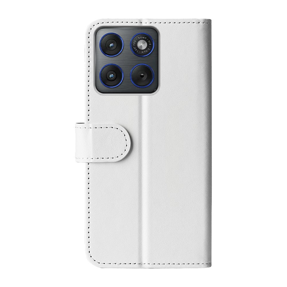 For Motorola Edge 70 5G Case Crazy Horse Texture Stand Leather Phone Cover - White