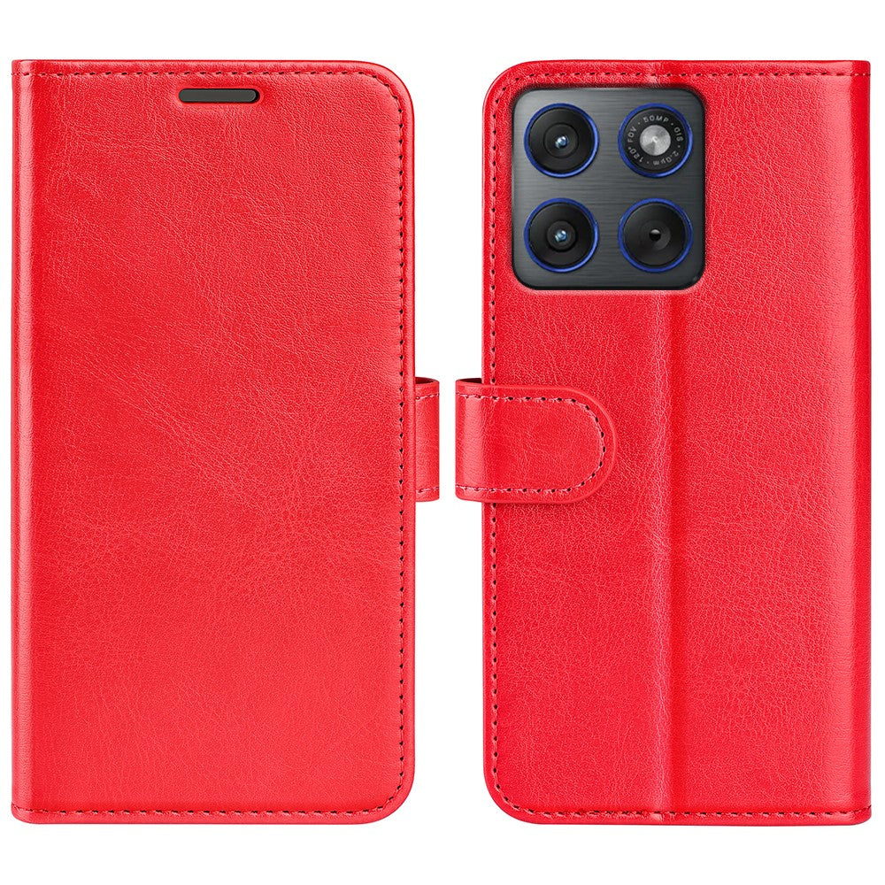 For Motorola Edge 70 5G Case Crazy Horse Texture Stand Leather Phone Cover - Red