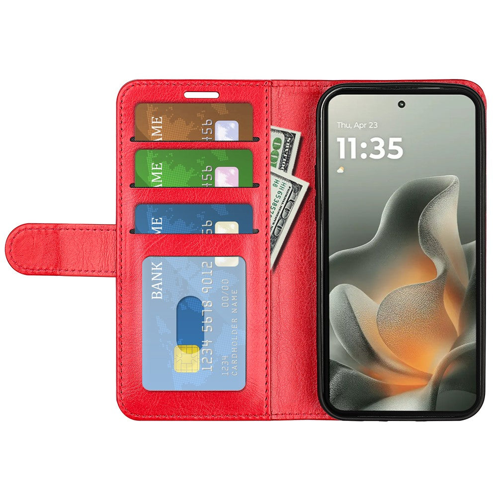For Motorola Edge 70 5G Case Crazy Horse Texture Stand Leather Phone Cover - Red