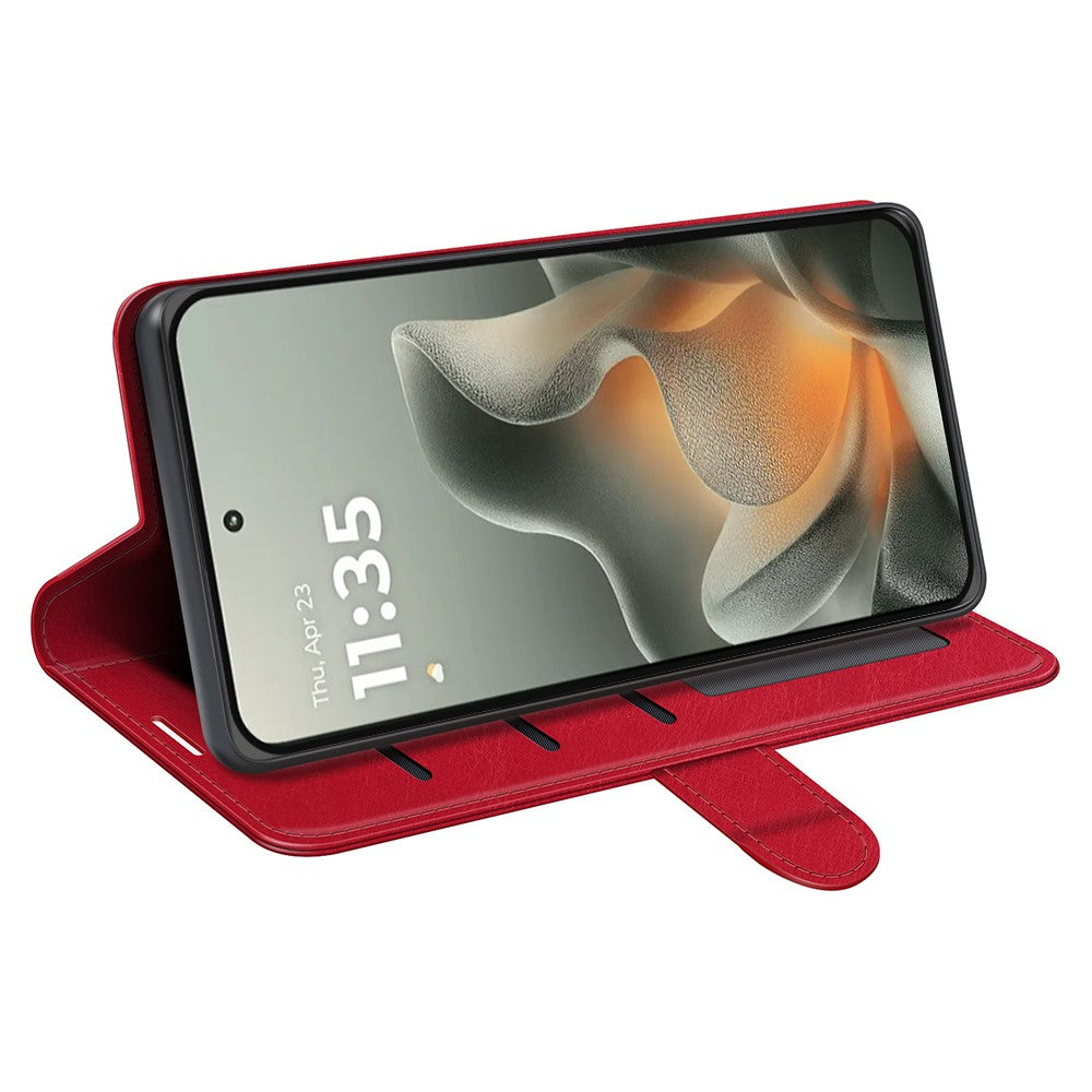 For Motorola Edge 70 5G Case Crazy Horse Texture Stand Leather Phone Cover - Red